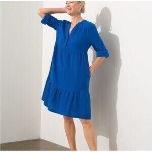 Chico's Tiered 3/4 Sleeve Sundress Gauzy Spring Summer Capsule, Size 20